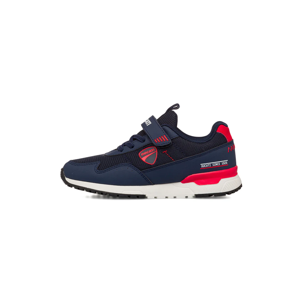 Sneakers Bambino blu e rosse con chiusura a strappo Ducati