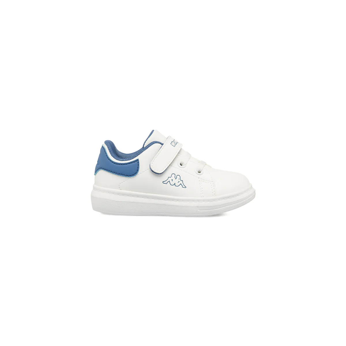 Sneakers bambino Kappa bianche con dettagli blu e chiusura a velcro
