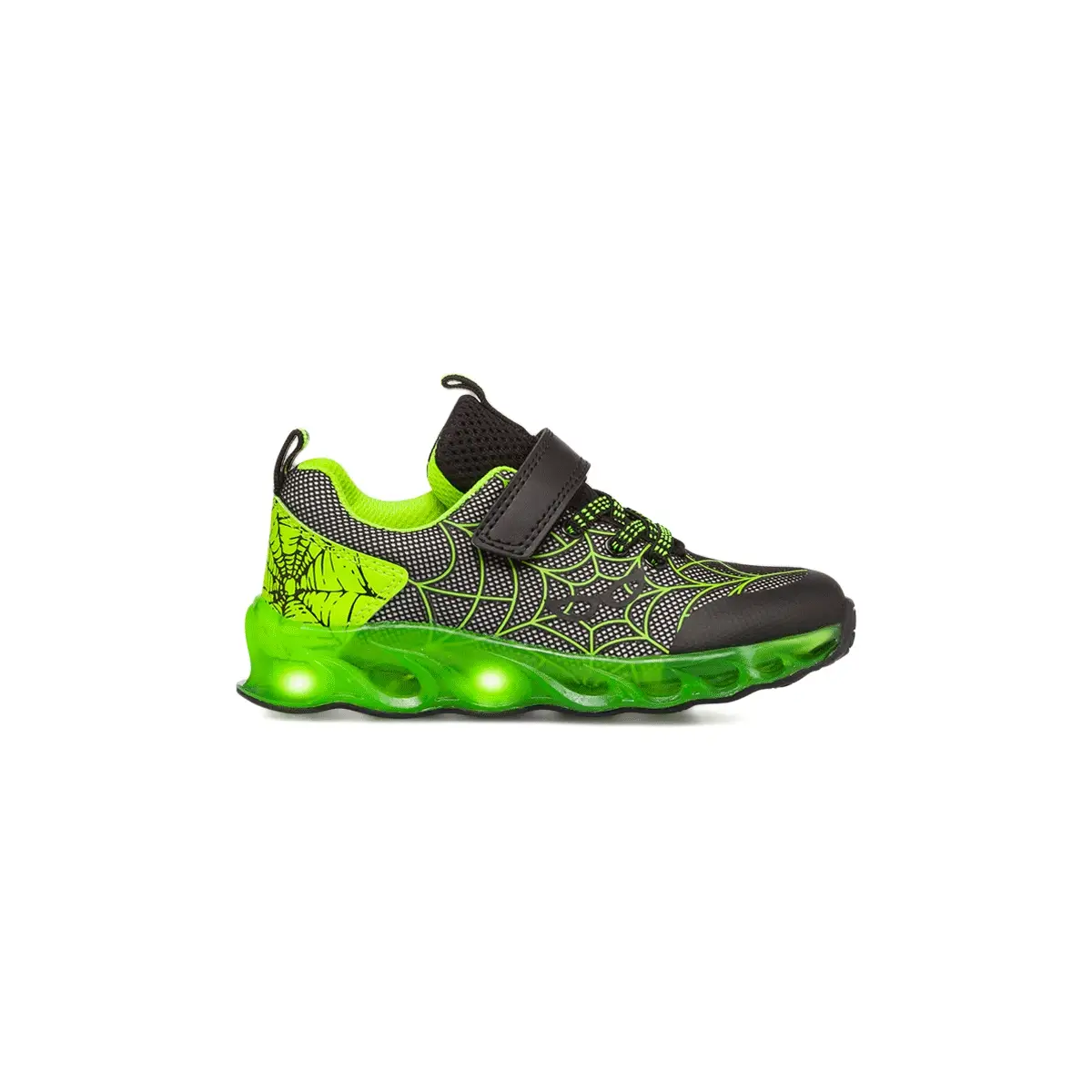 Sneakers bambino nere e verde con luci nella suola Birilli&Monelli