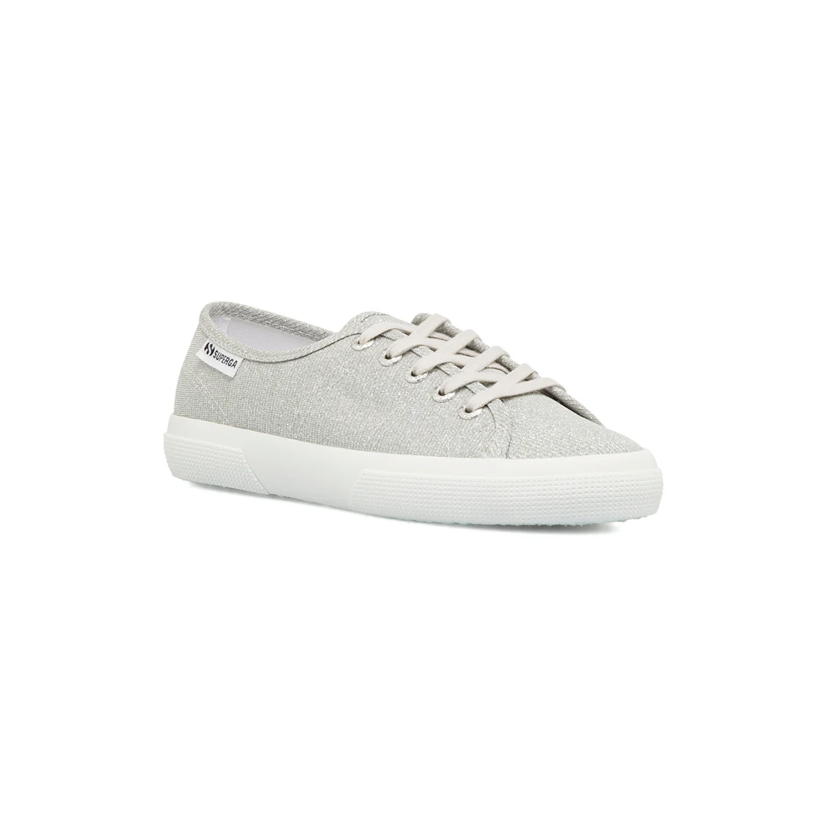 Sneakers basse da donna glitterate argento con suola in gomma Superga - Image 2