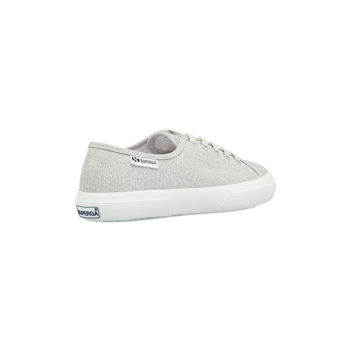 Sneakers basse da donna glitterate argento con suola in gomma Superga - Image 3