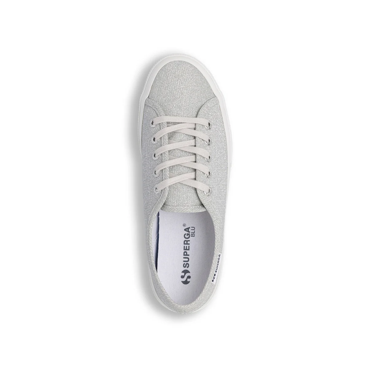 Sneakers basse da donna glitterate argento con suola in gomma Superga - Image 5