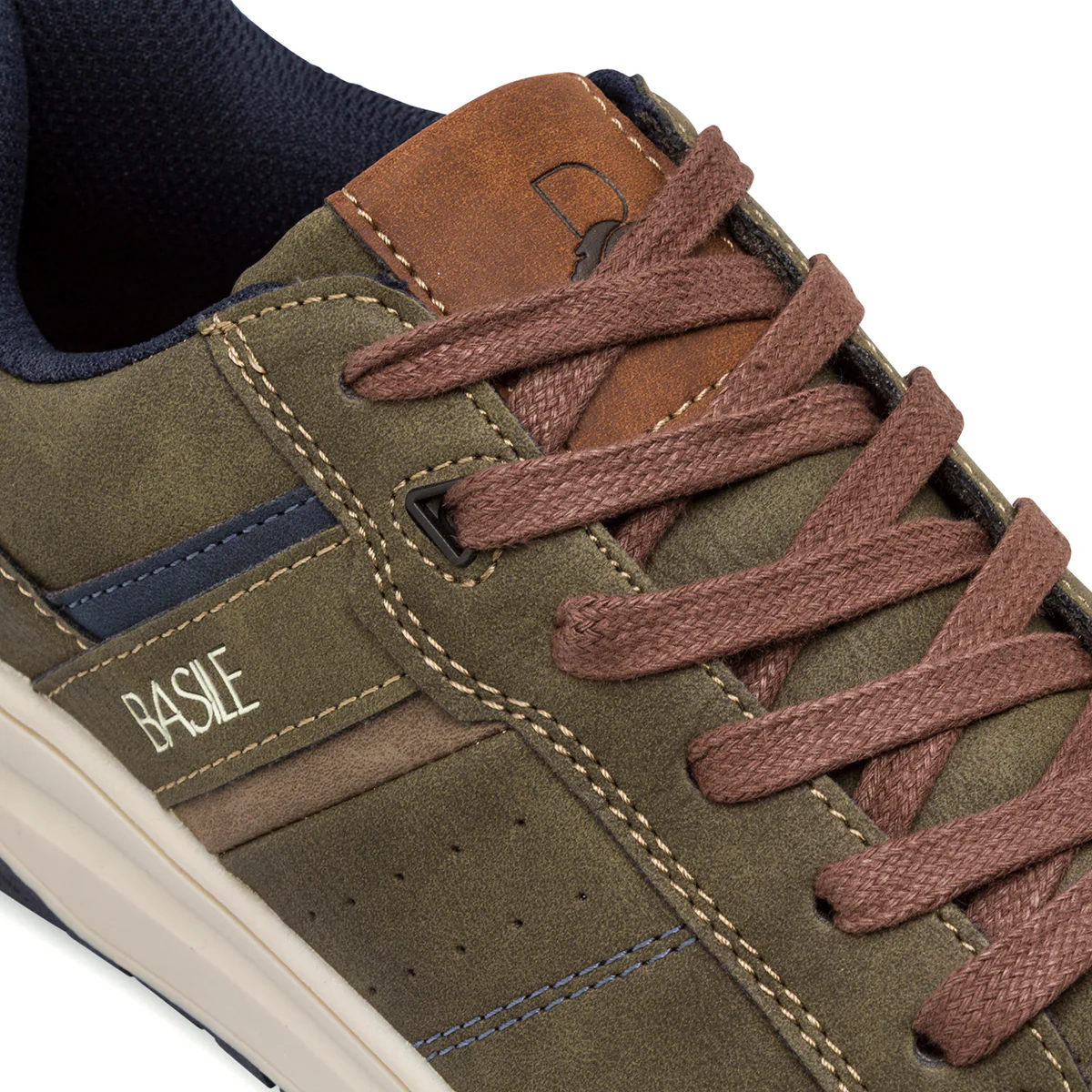 Sneakers basse da uomo verdi con lacci marroni e dettagli a contrasto Basile - Image 4