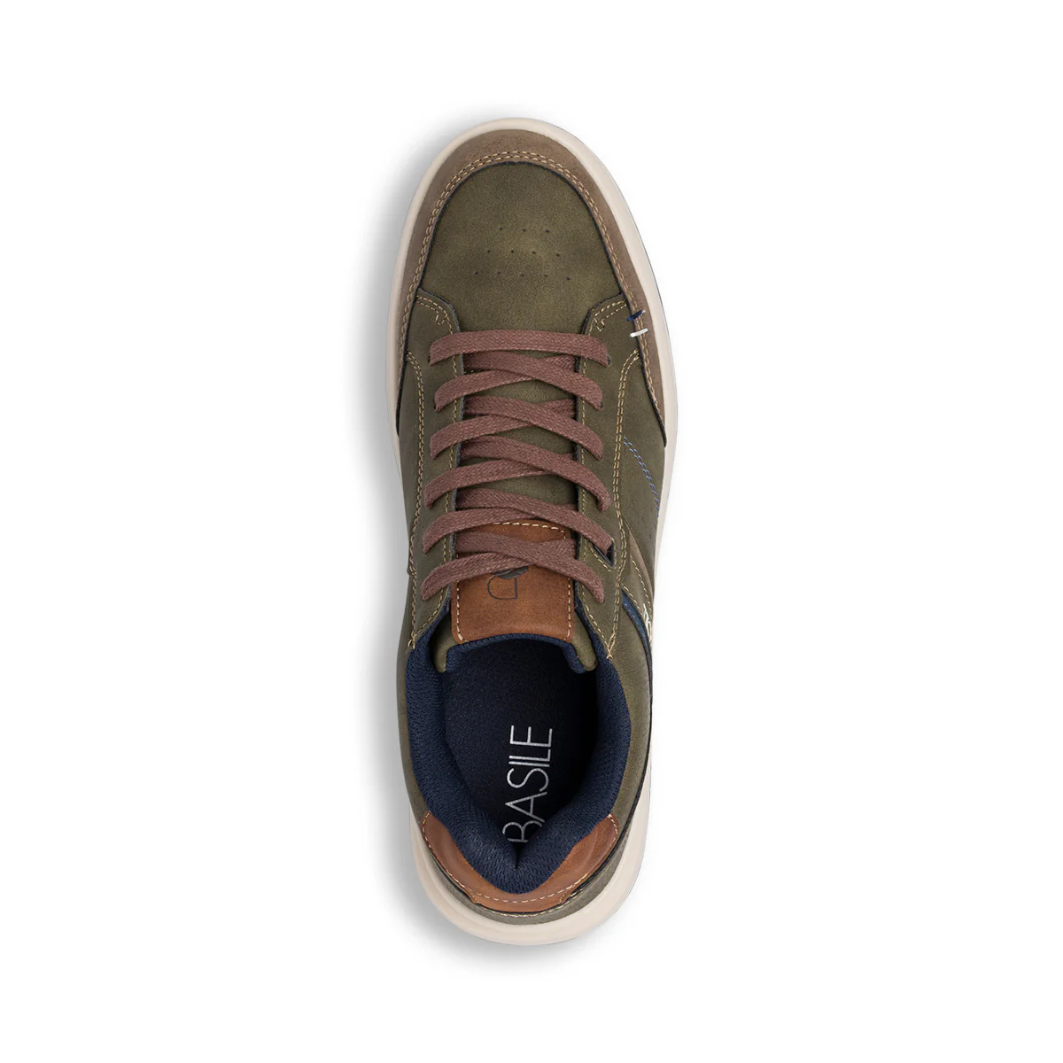 Sneakers basse da uomo verdi con lacci marroni e dettagli a contrasto Basile - Image 5