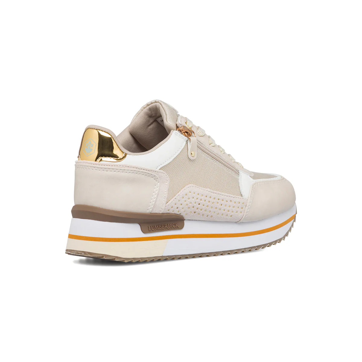 Sneakers beige da donna con borchiette e suola a zeppa Lumberjack Cecilia - Image 3