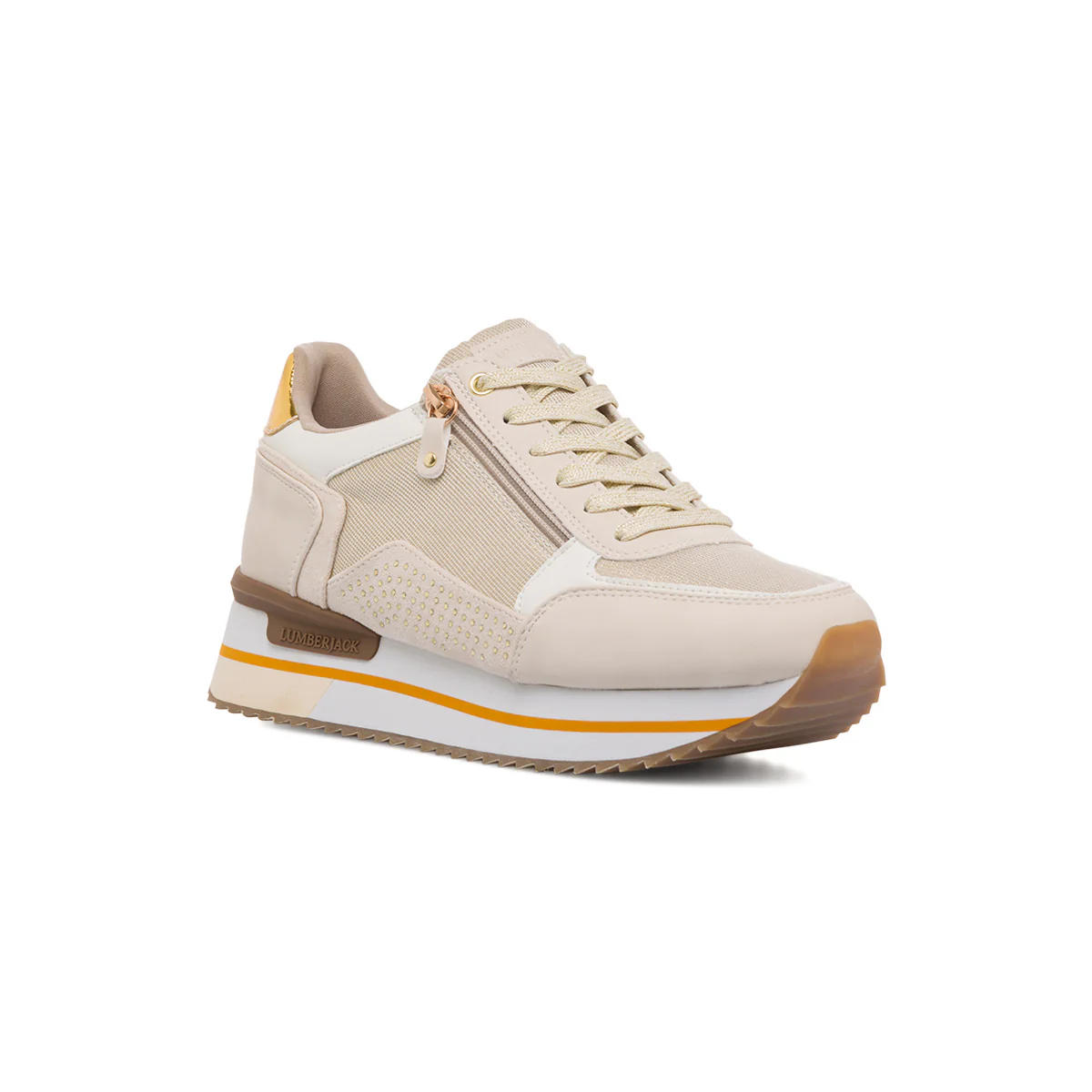 Sneakers beige da donna con borchiette e suola a zeppa Lumberjack Cecilia - Image 2