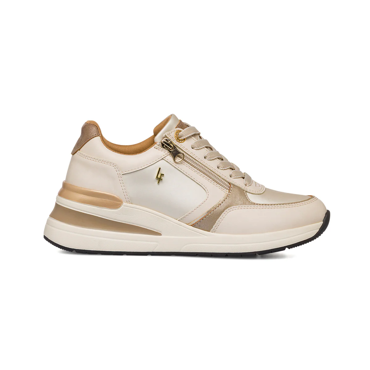 Sneakers beige da donna con dettagli bronzo Lora Ferres
