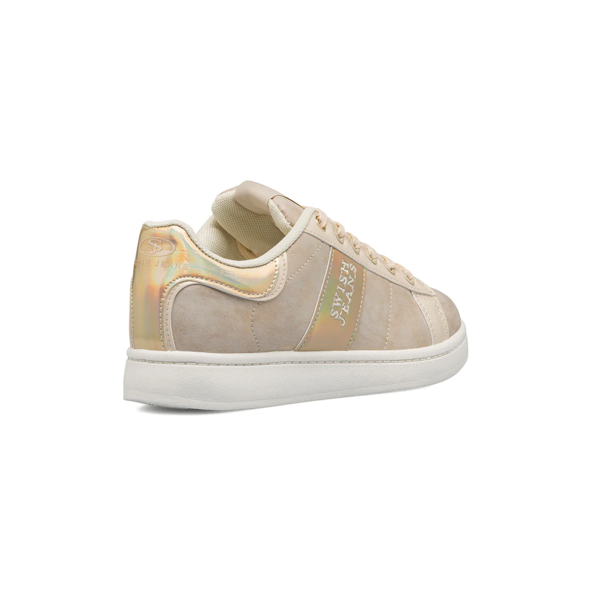 Sneakers beige da donna con dettagli effetto laminato Swish Jeans - Image 3