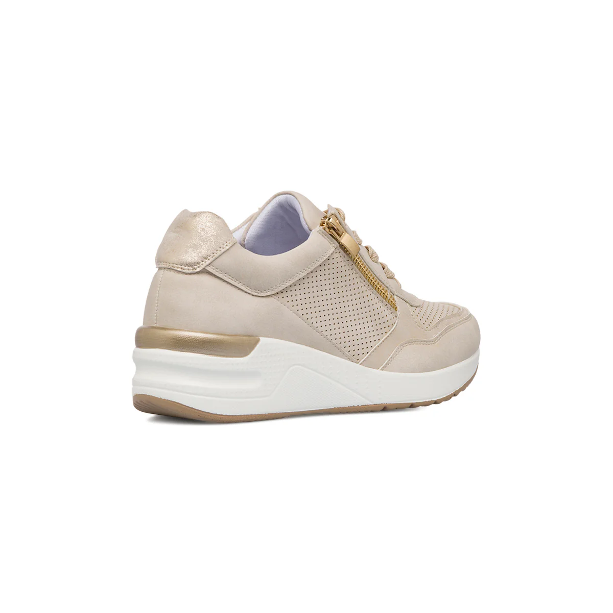 Sneakers beige da Donna con dettaglio traforato e zip laterale Lora Ferres - Image 3