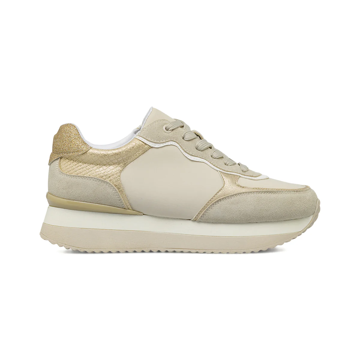 Sneakers Beige da Donna con Platform effetto pitonato Lora Ferres