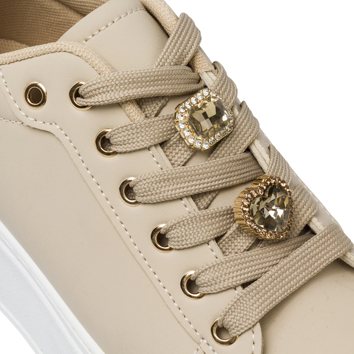 Sneakers beige da Donna con suola alta e dettagli gioiello Swish Jeans - Image 4