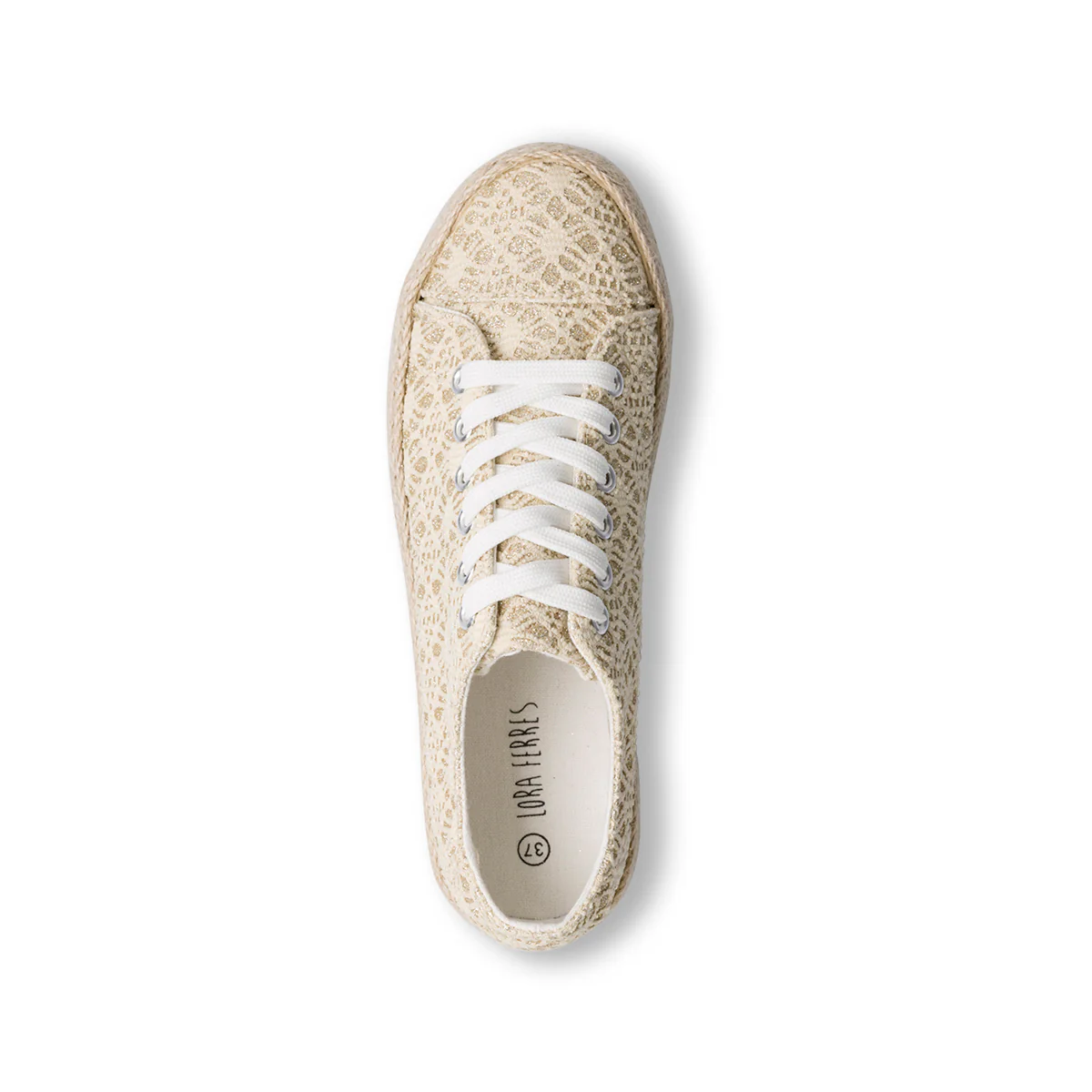 Sneakers beige da donna con suola in corda Lora Ferres - Image 5
