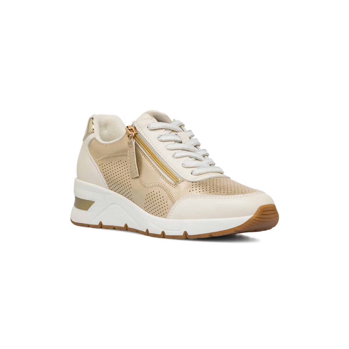 Sneakers beige da Donna con tacco e zip decorativa laterale Lora Ferres - Image 2