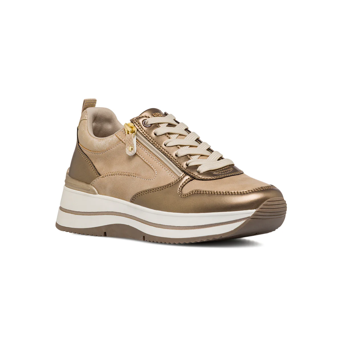 Sneakers beige da Donna con zip decorativa Lora Ferres - Image 2