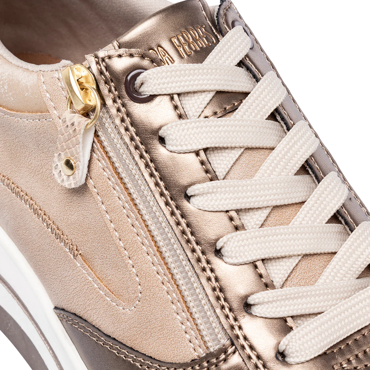Sneakers beige da Donna con zip decorativa Lora Ferres - Image 4
