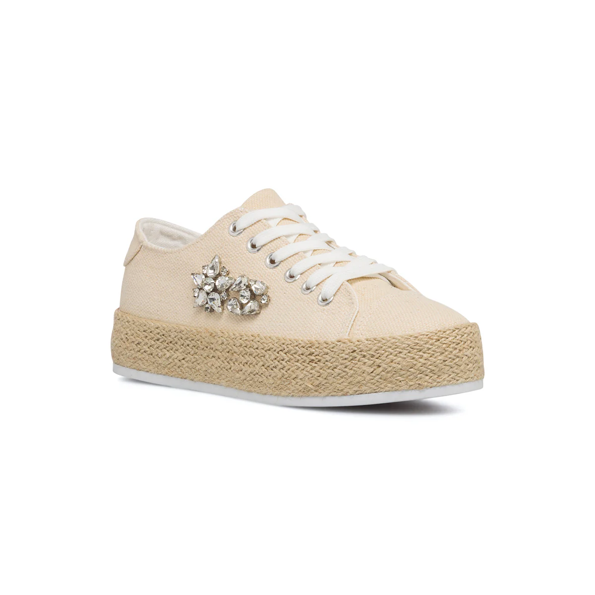 Sneakers beige da donna in canvas con suola in corda Lora Ferres - Image 2