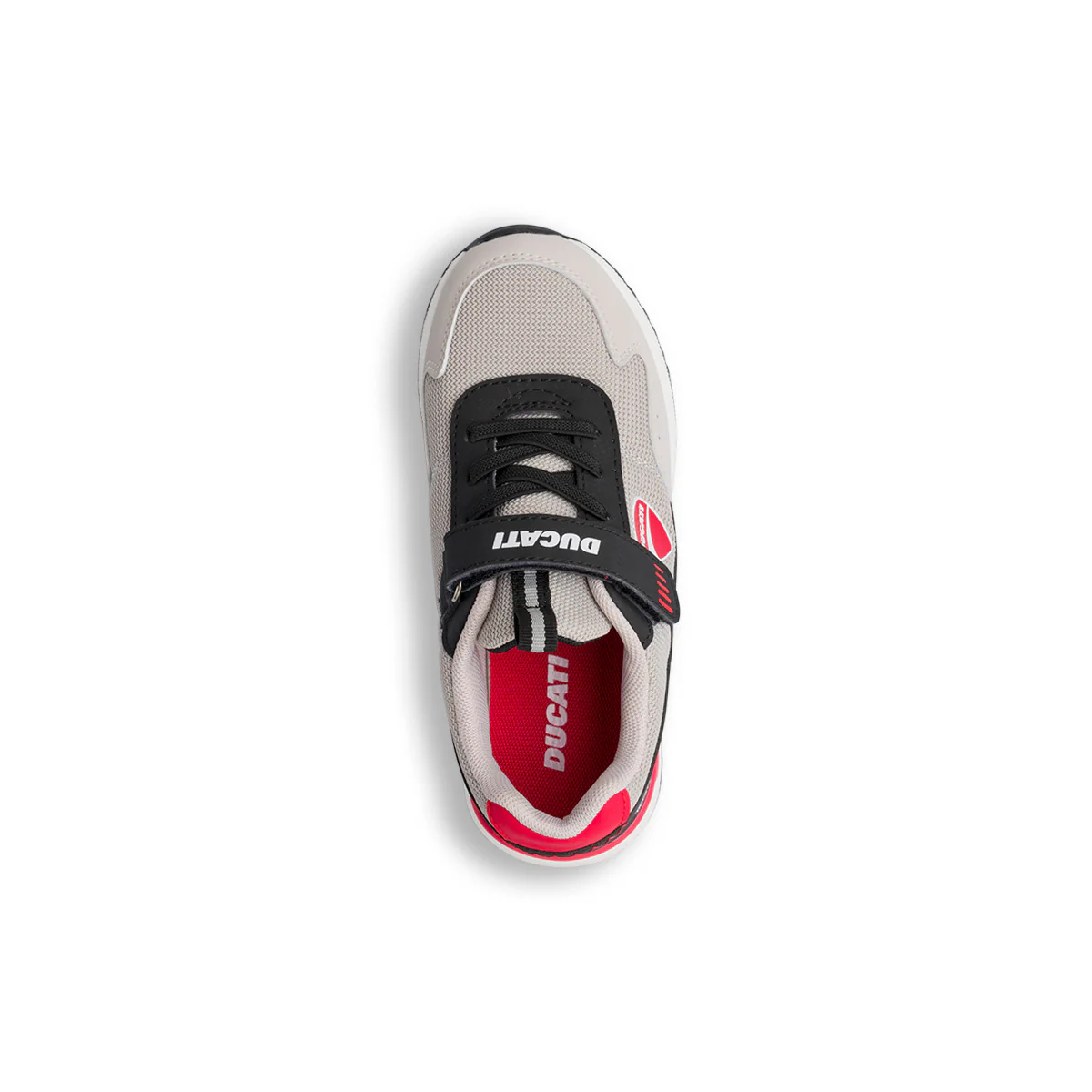 Sneakers beige e nere in tessuto da bambino con logo Ducati - Image 4