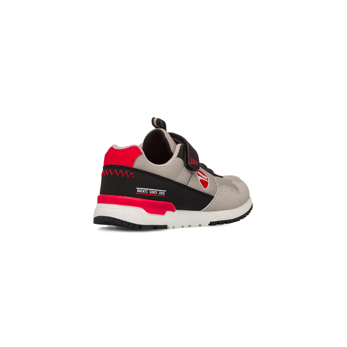 Sneakers beige e nere in tessuto da bambino con logo Ducati - Image 5