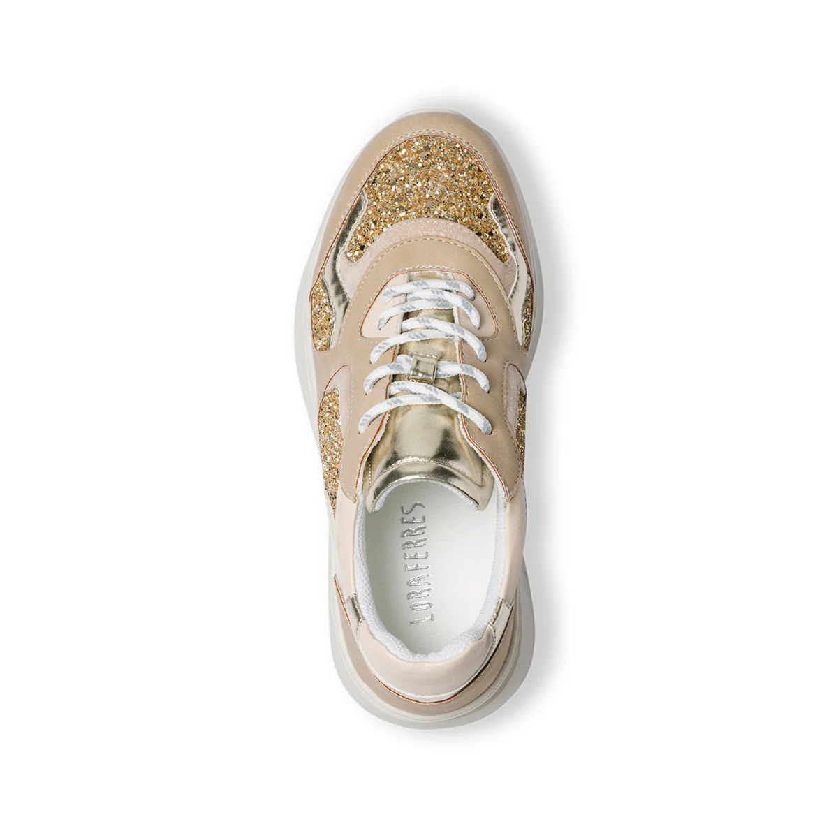 Sneakers beige e oro con paillettes Lora Ferres - Image 8
