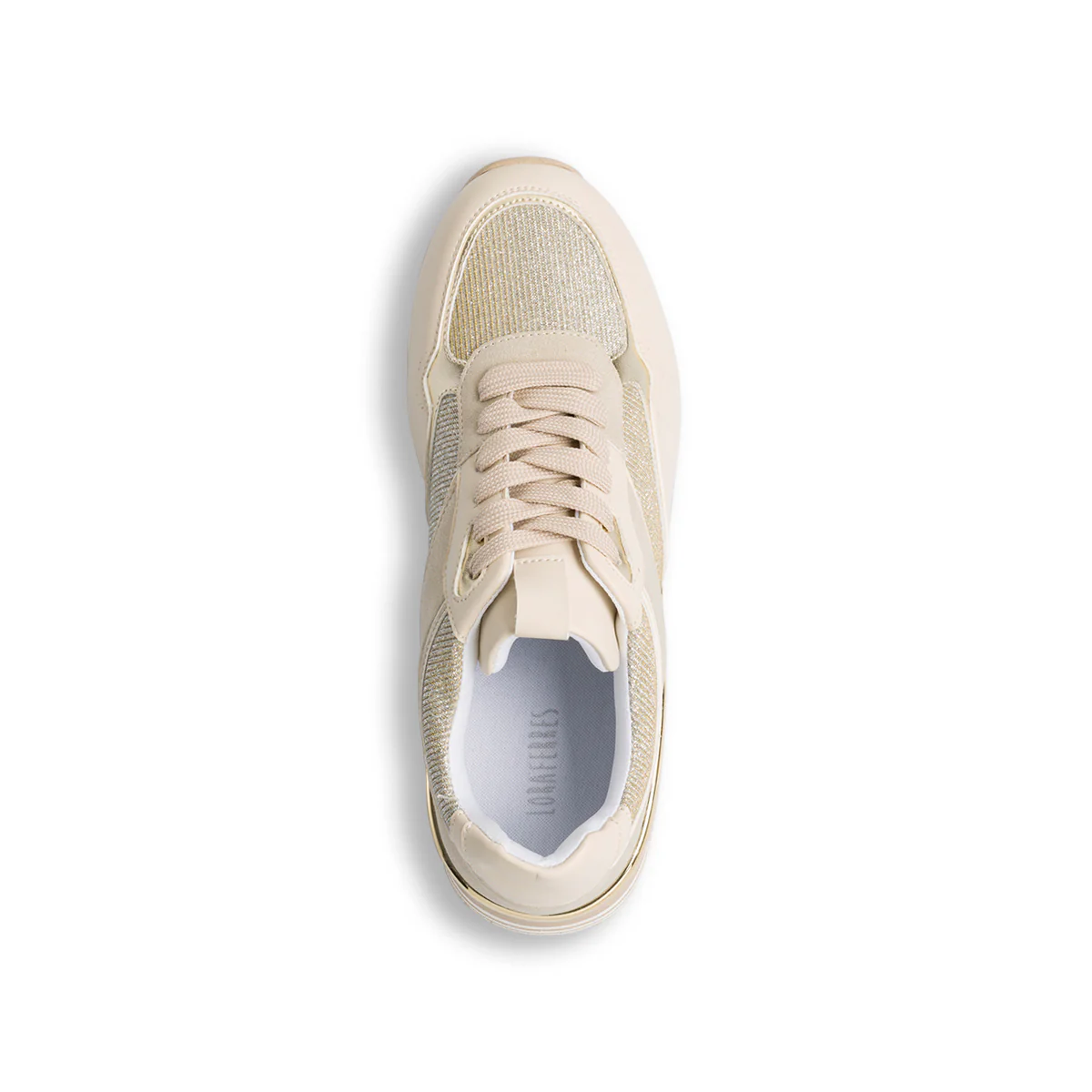 Sneakers beige e oro da donna con zeppa 4 cm Lora Ferres - Image 4