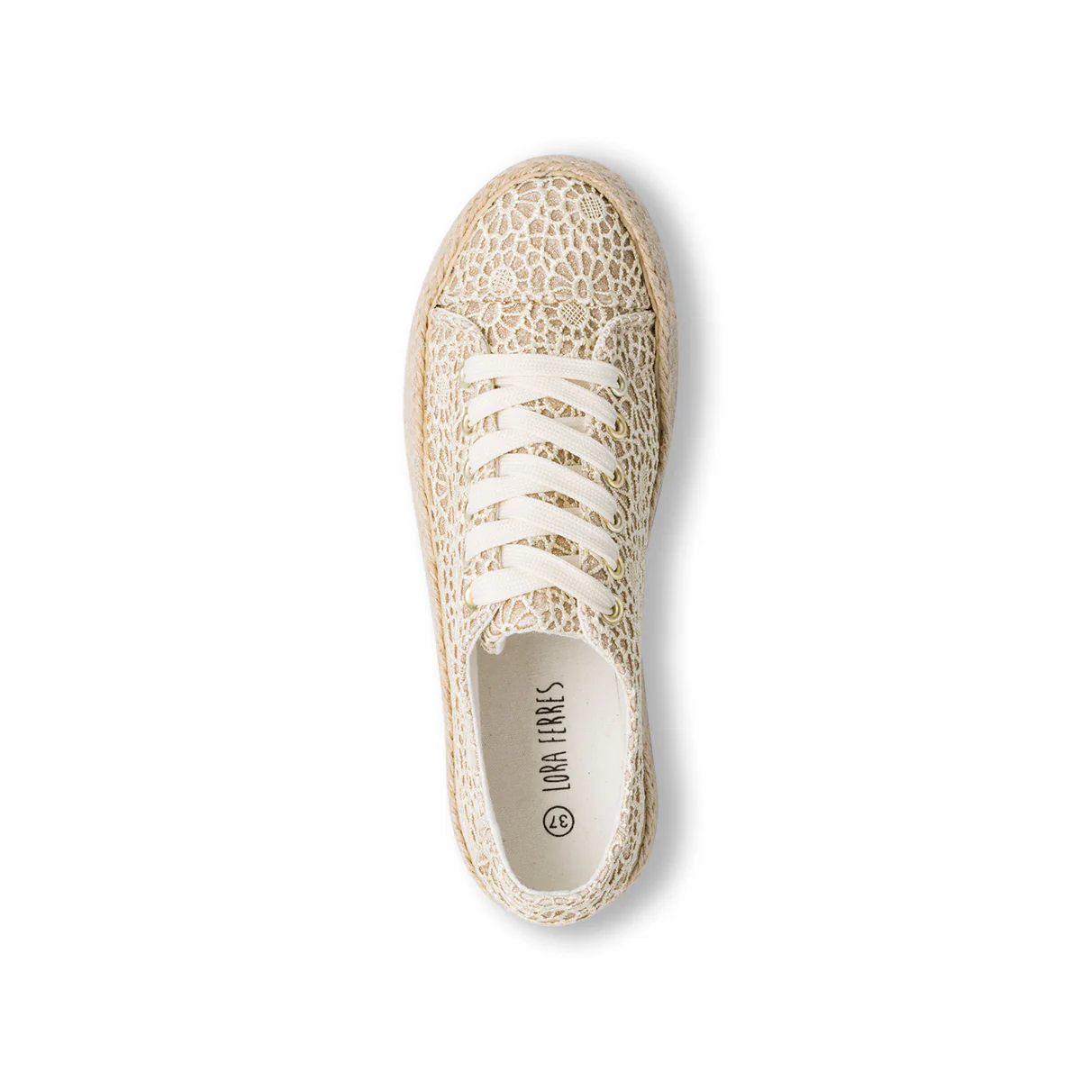 Sneakers beige e oro da donna effetto pizzo Lora Ferres - Image 4