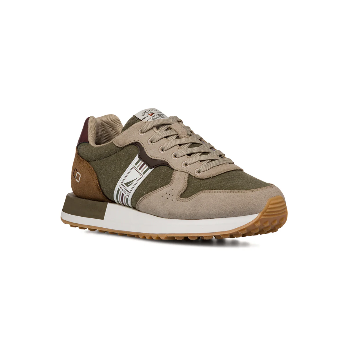 Sneakers beige e verde militare da Uomo con logo Nautica - Image 2