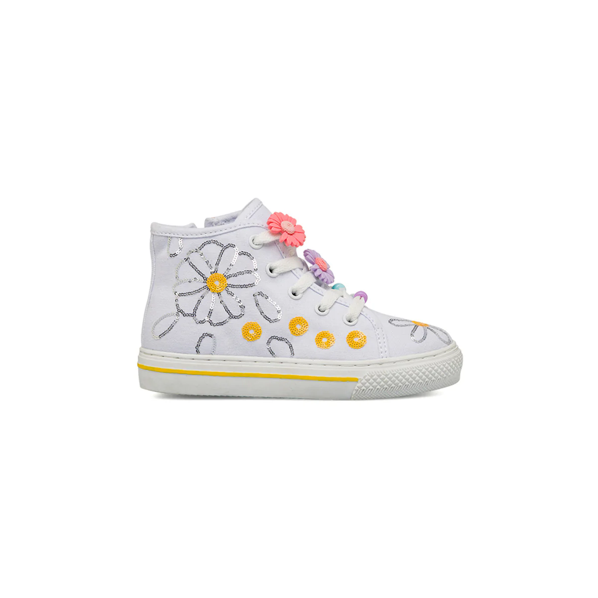 Sneakers alte bianche da Bambina con decorazione fiori Primigi
