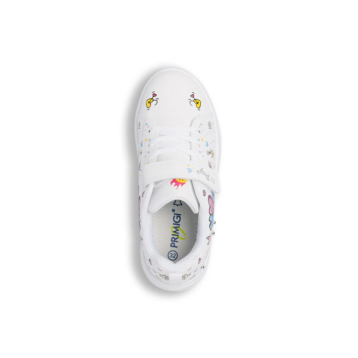 Sneakers bianche Bambina con stampe cuore graffiti e borchie Primigi - Image 6