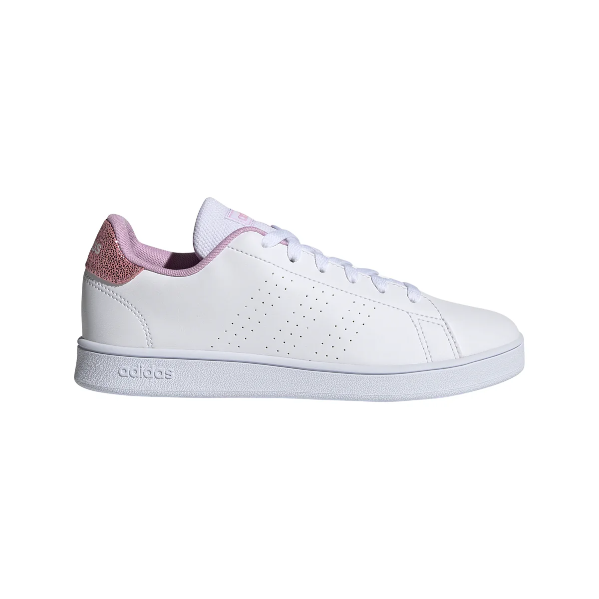 Sneakers bianche con 3 strisce laterali traforate adidas Advantage K