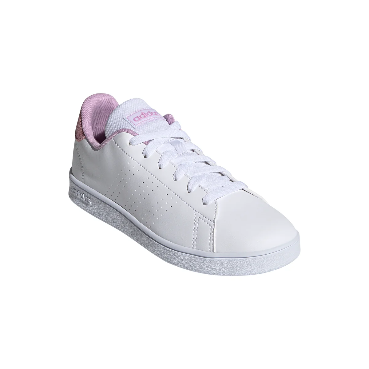 Sneakers bianche con 3 strisce laterali traforate adidas Advantage K - Image 2