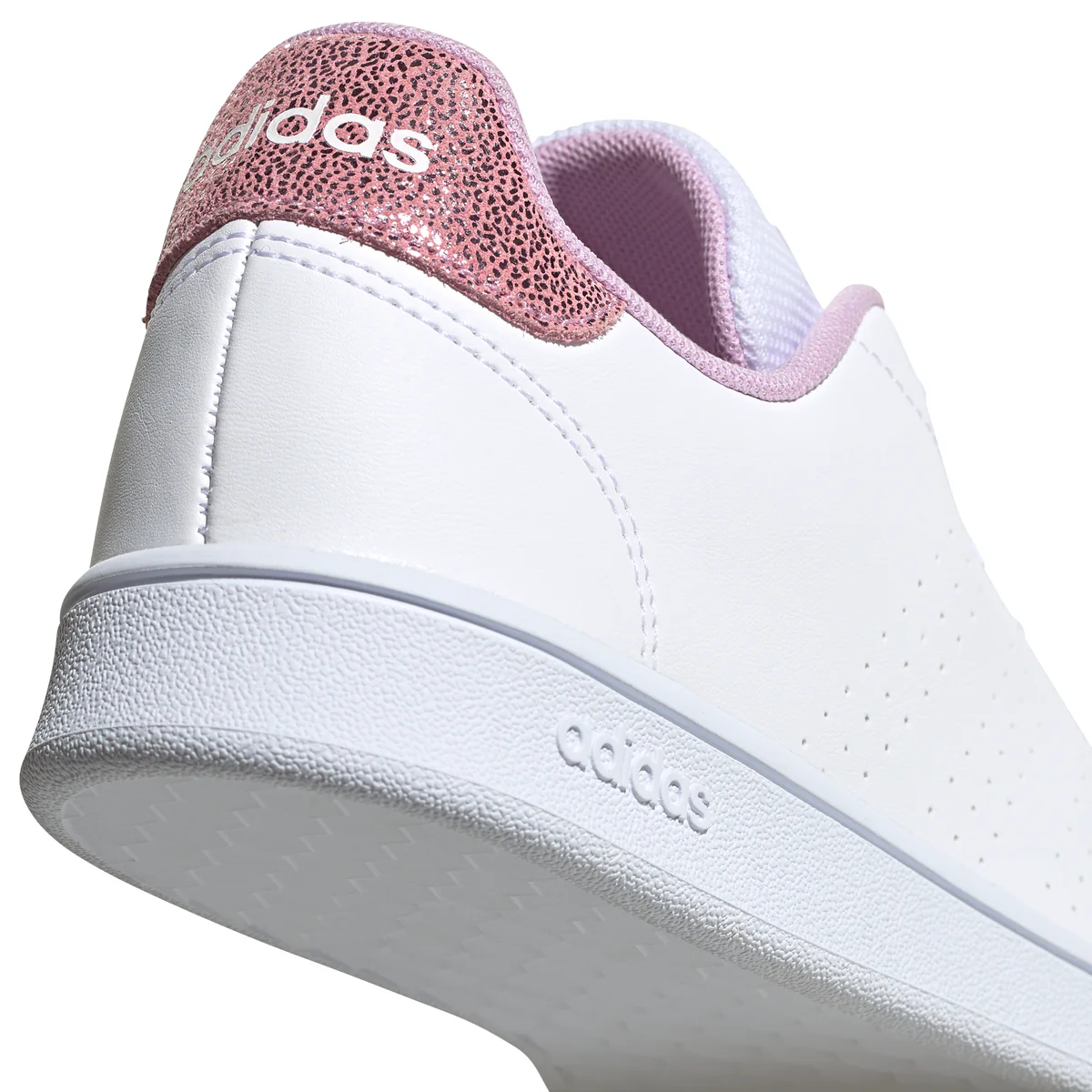 Sneakers bianche con 3 strisce laterali traforate adidas Advantage K - Image 5
