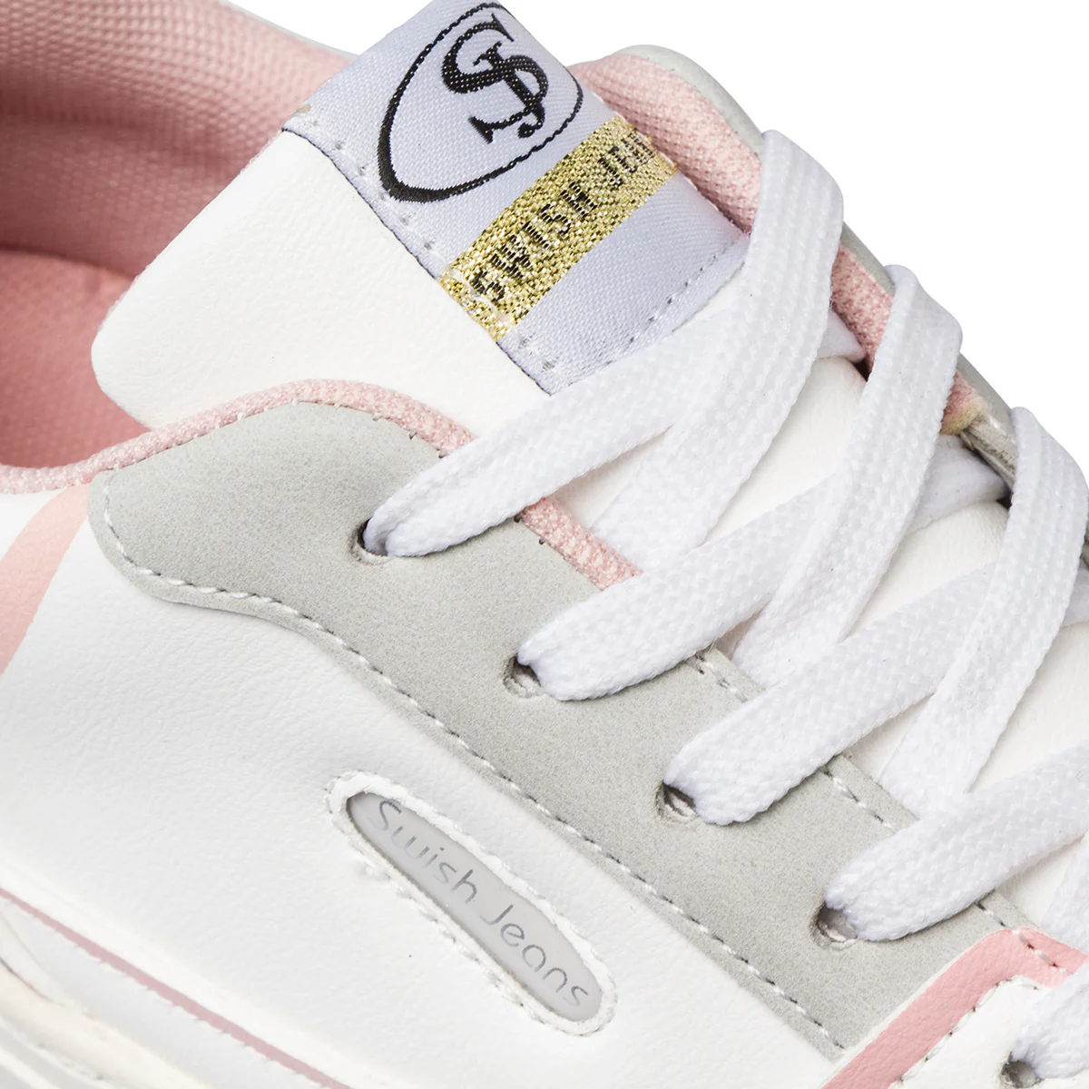 Sneakers bianche da Donna con inserti rosa Swish Jeans - Image 4