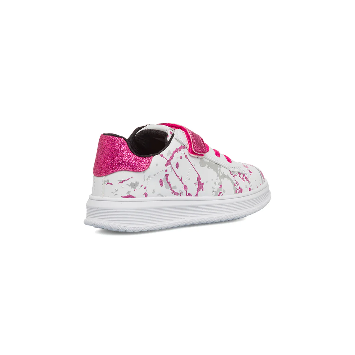 Sneakers bianche con dettagli argento e fucsia glitter da bambina 10 Baci - Image 3