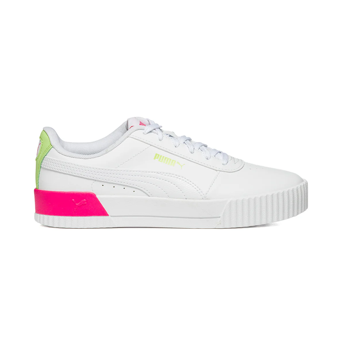 Sneakers bianche con dettagli fucsia Puma Carina Vivid Jr