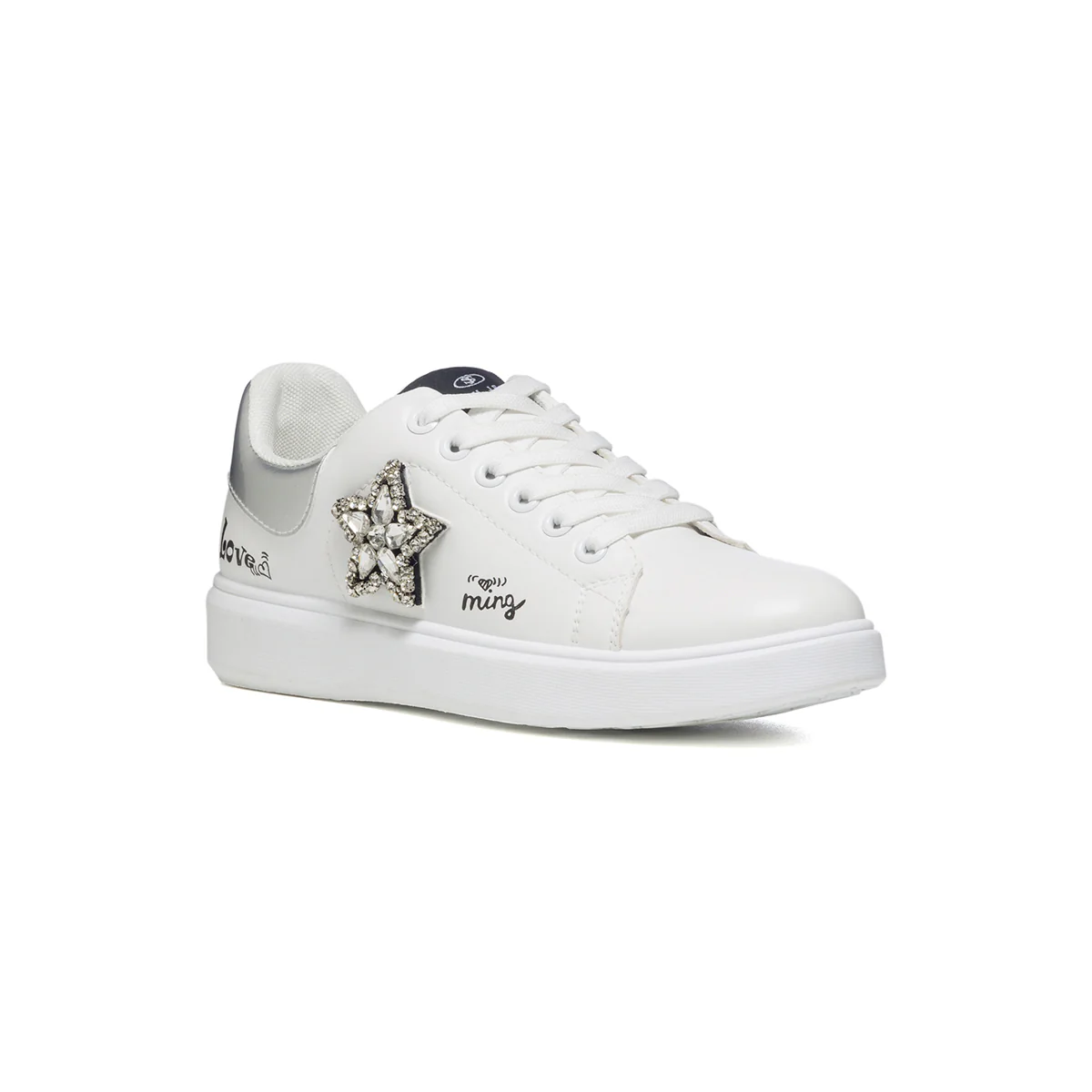 Sneakers bianche con dettaglio argento e applicazione di perline Swish Jeans - Image 2