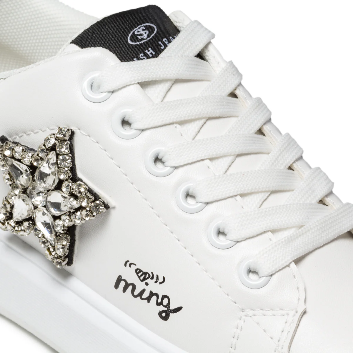 Sneakers bianche con dettaglio argento e applicazione di perline Swish Jeans - Image 6
