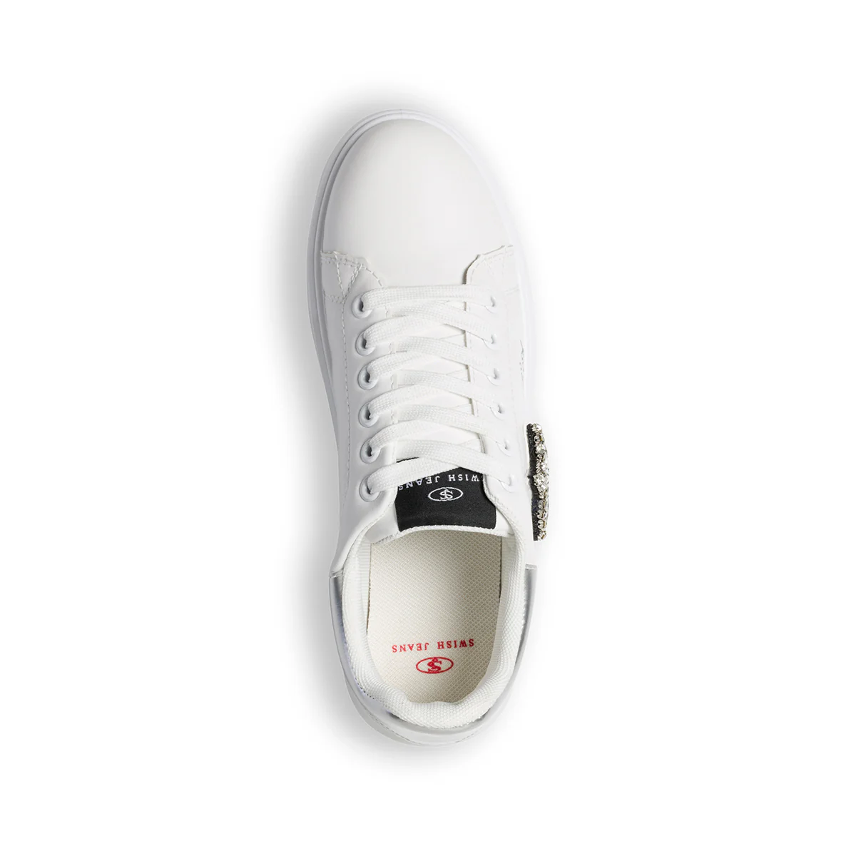 Sneakers bianche con dettaglio argento e applicazione di perline Swish Jeans - Image 8