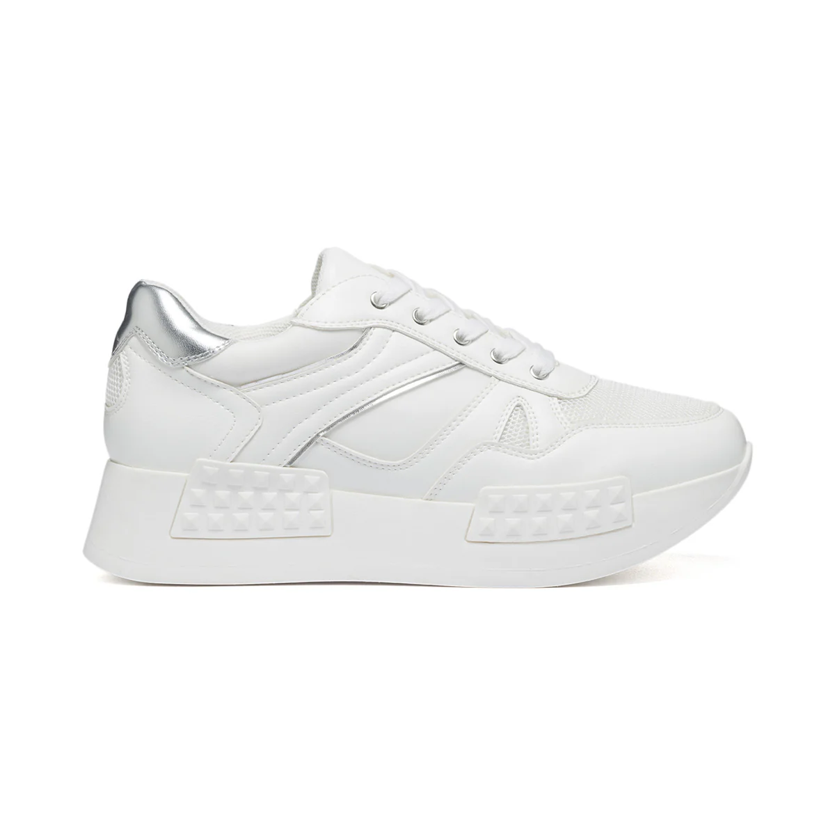 Sneakers bianche con dettaglio argento Lora Ferres