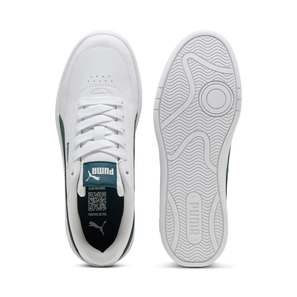 Sneakers bianche con inserti verdi da Ragazzo Puma Court Classic Clean - Image 3