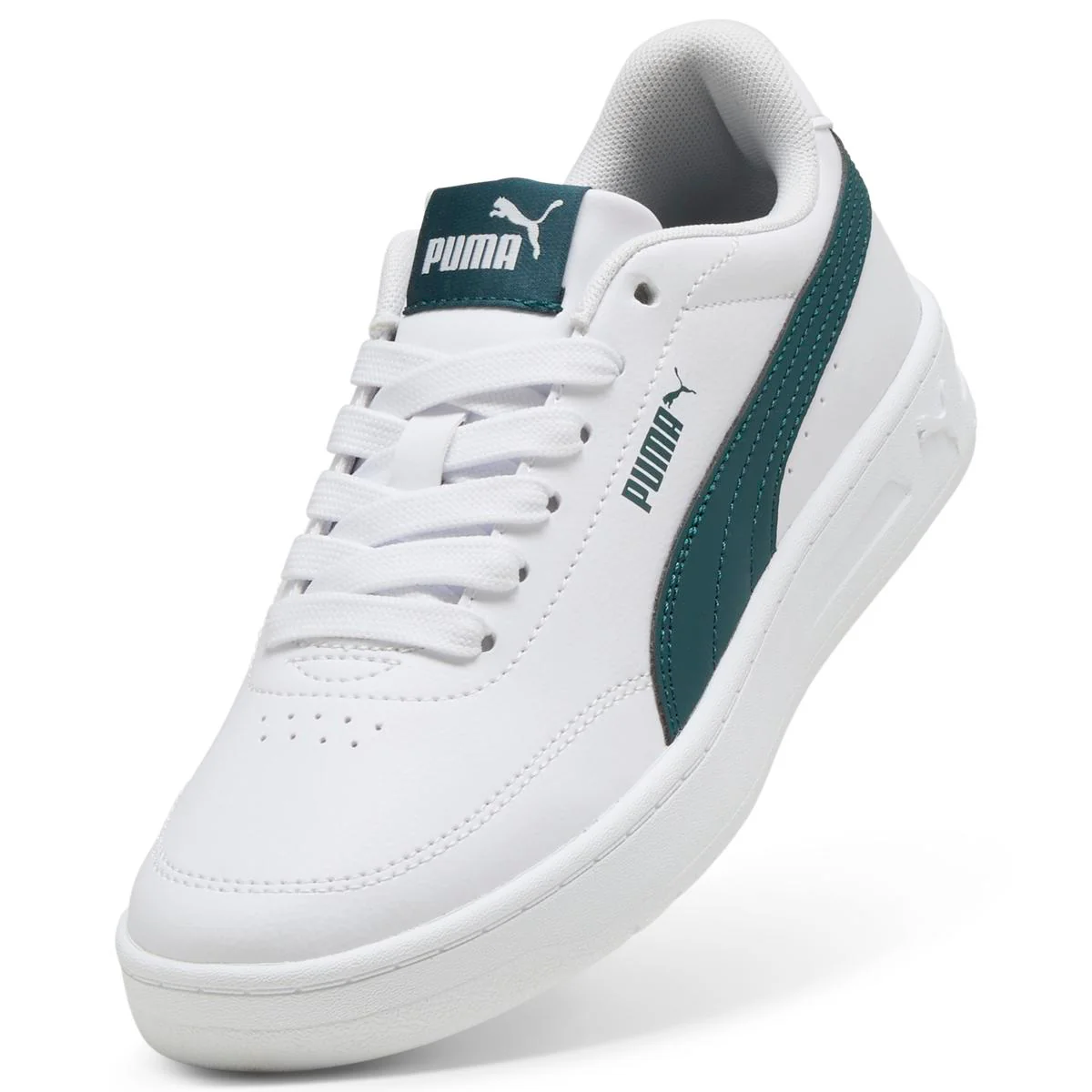 Sneakers bianche con inserti verdi da Ragazzo Puma Court Classic Clean - Image 6