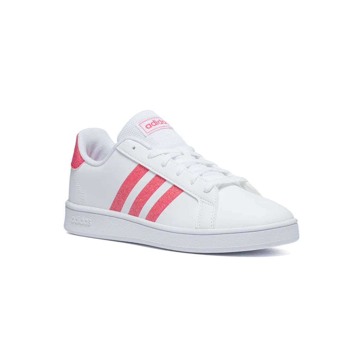 Sneakers bianche con strisce effetto glitterato adidas Grand Court K - Image 2