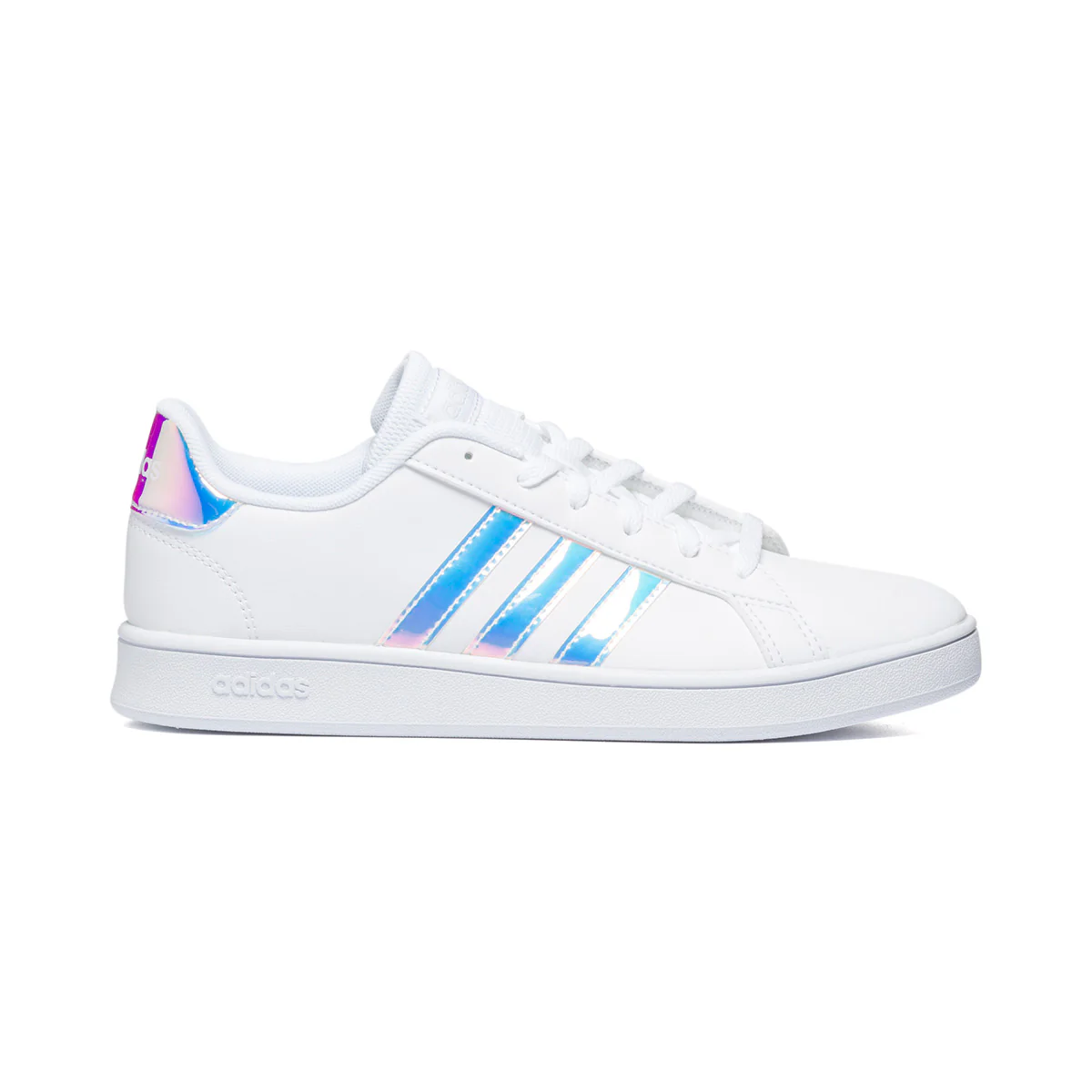 Sneakers bianche con strisce effetto laminato adidas Grand Court K