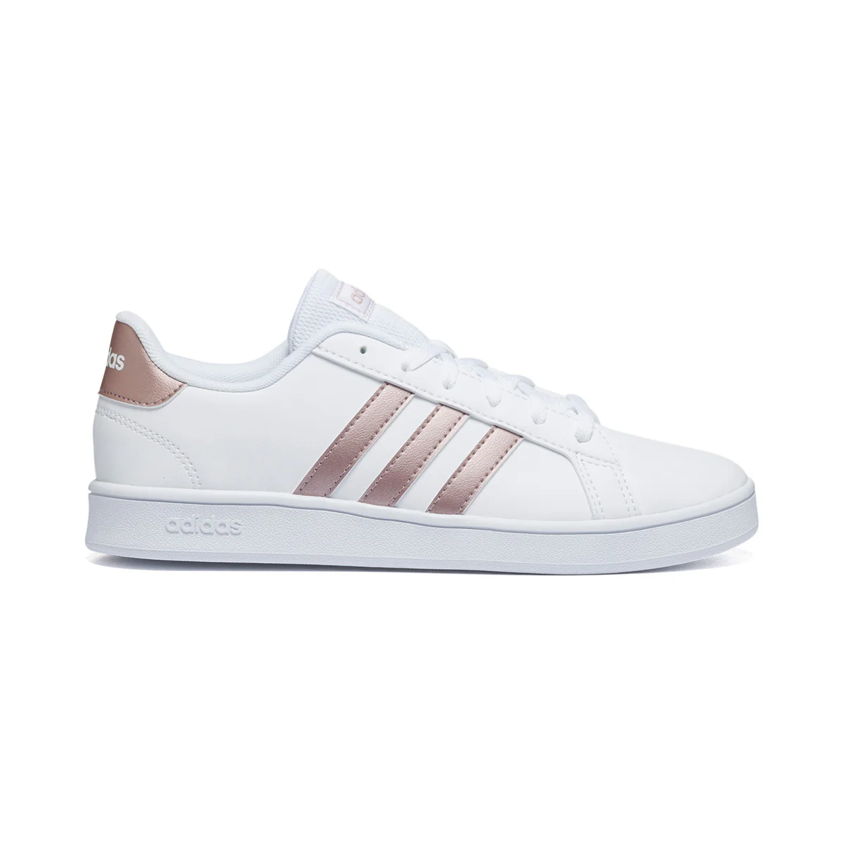 Sneakers bianche con strisce laterali a contrasto adidas Grand Court K