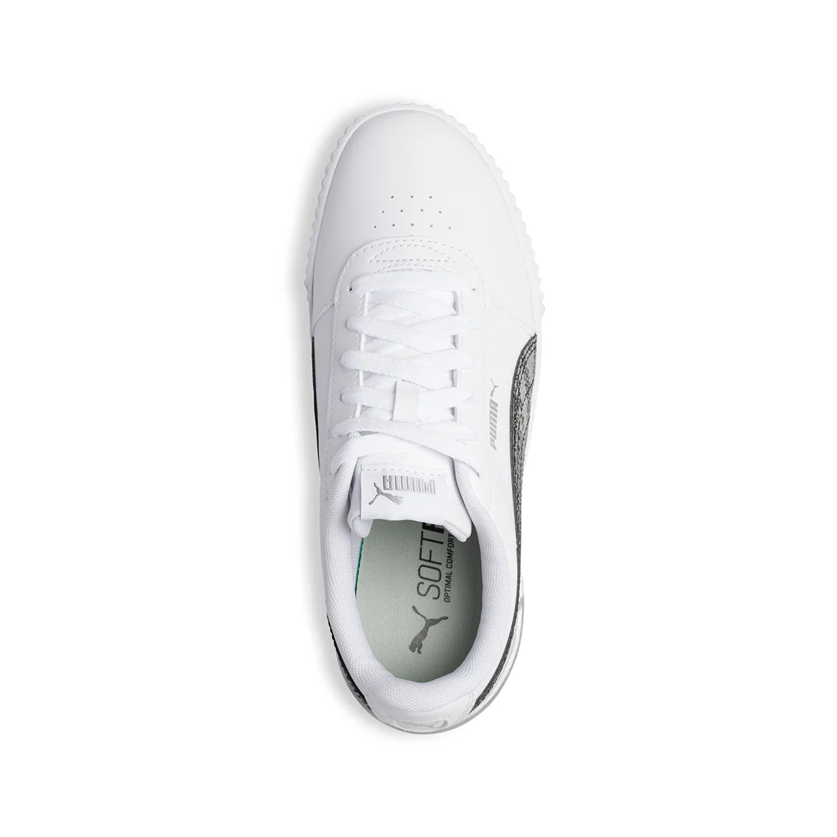 Sneakers bianche con striscia laterale argento Puma Carina Untamed - Image 8