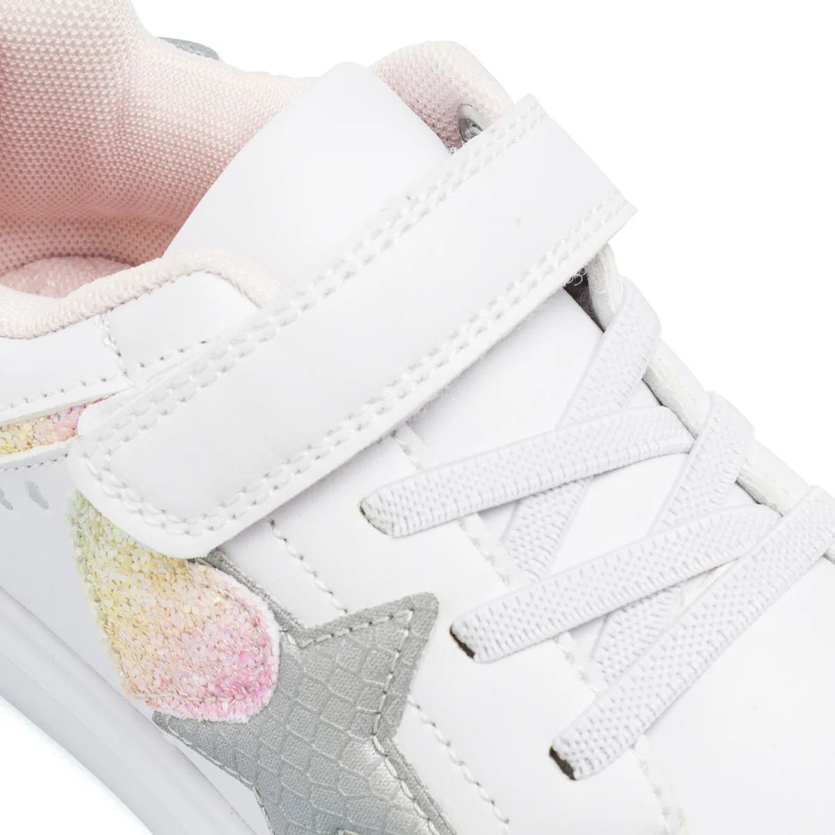 Sneakers bianche da bambina con cuore e stella glitter Dieci Baci - Image 5
