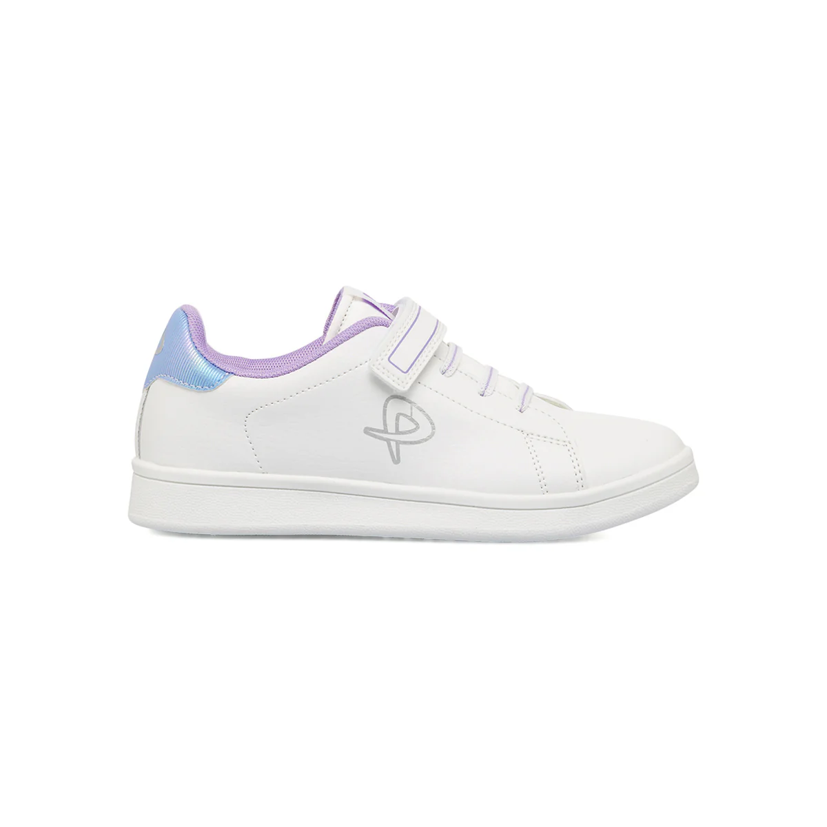 Sneakers bianche da bambina con dettagli lilla P Go