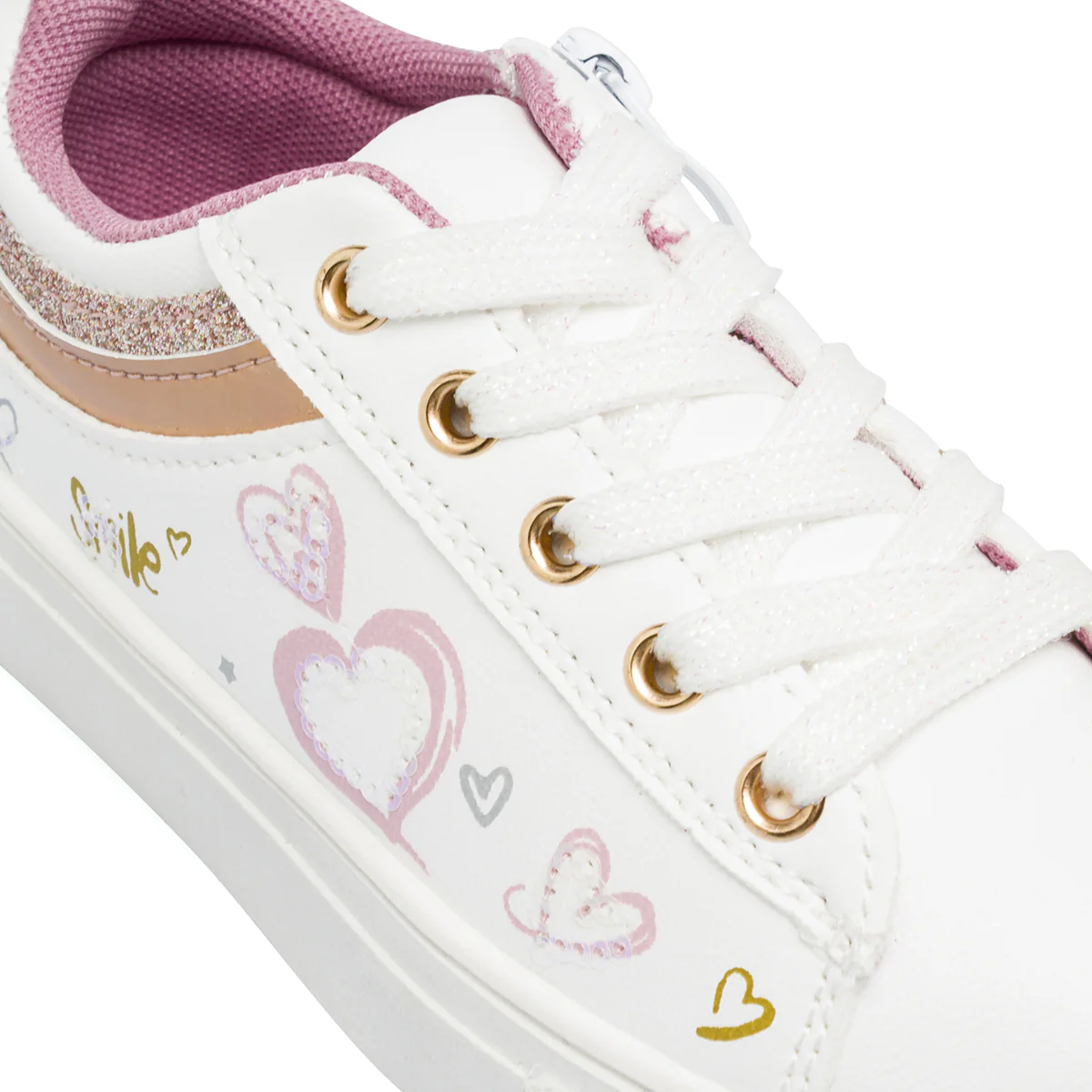 Sneakers bianche da Bambina con dettagli rosa Dieci Baci - Image 5