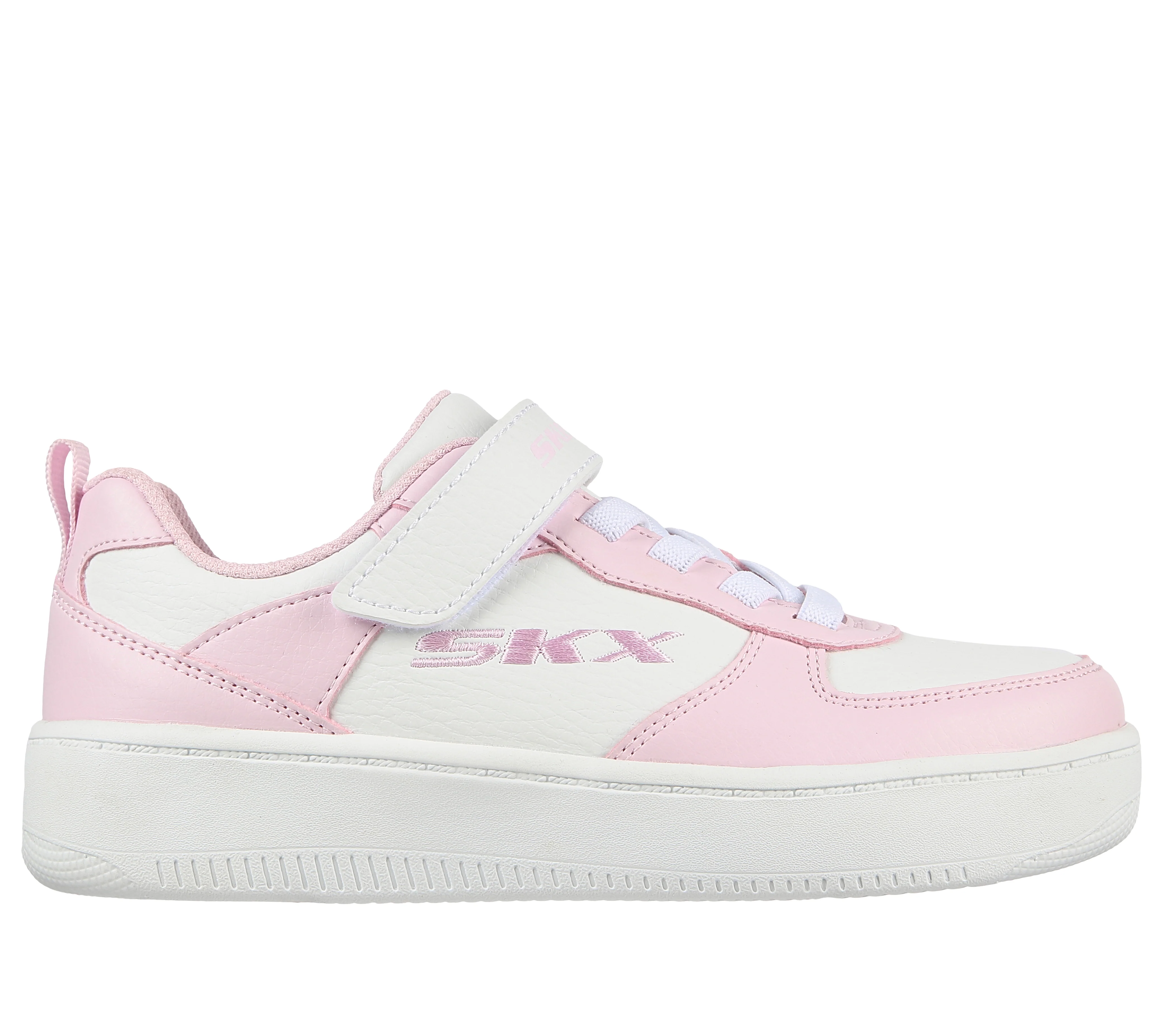 Sneakers bianche da bambina con dettagli rosa Skechers Sport Court 92