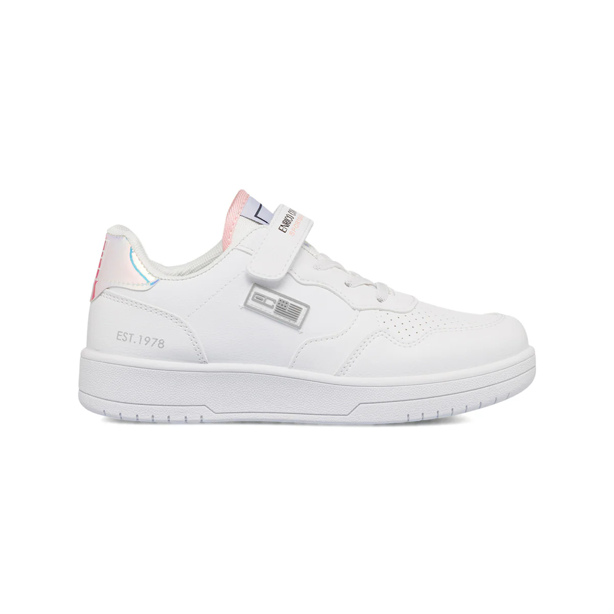 Sneakers bianche da bambina con dettaglio laminato Enrico Coveri