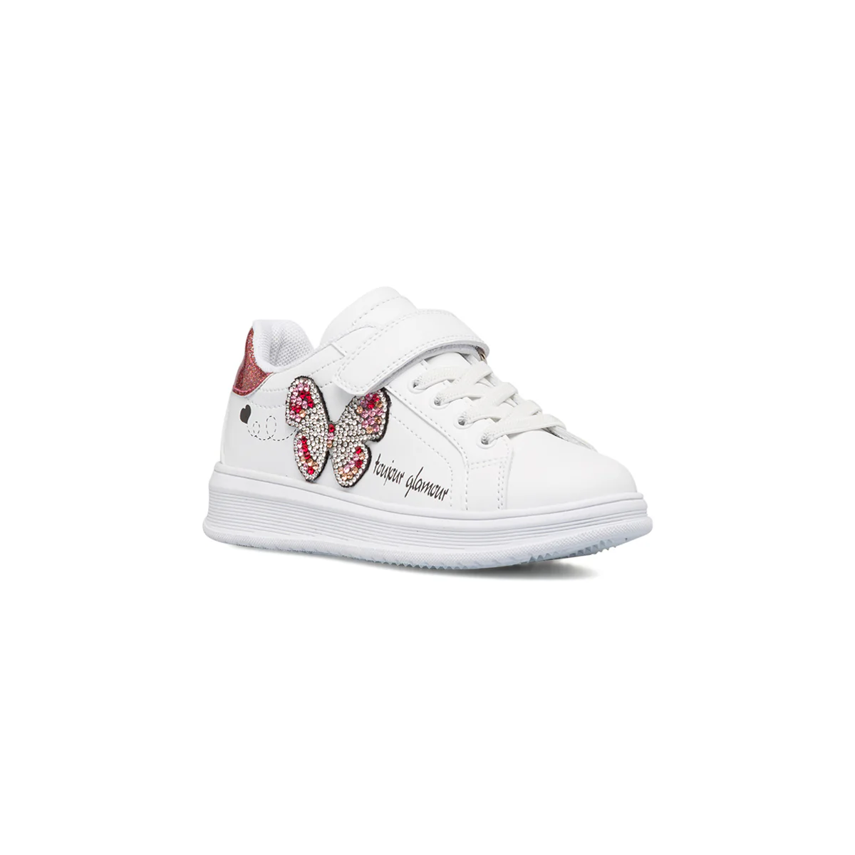 Sneakers bianche da bambina con farfalla di strass Le scarpe di Alice - Image 2